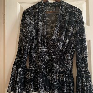Black and white sheer blouse